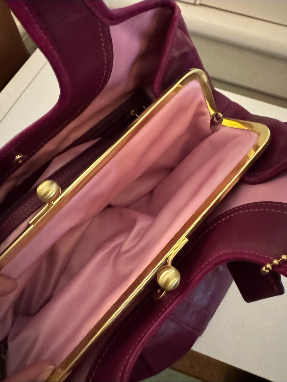 Coach Ergo Pleated Frame Kisslock Satchel 12248 in Magenta - Picture 8 of 8